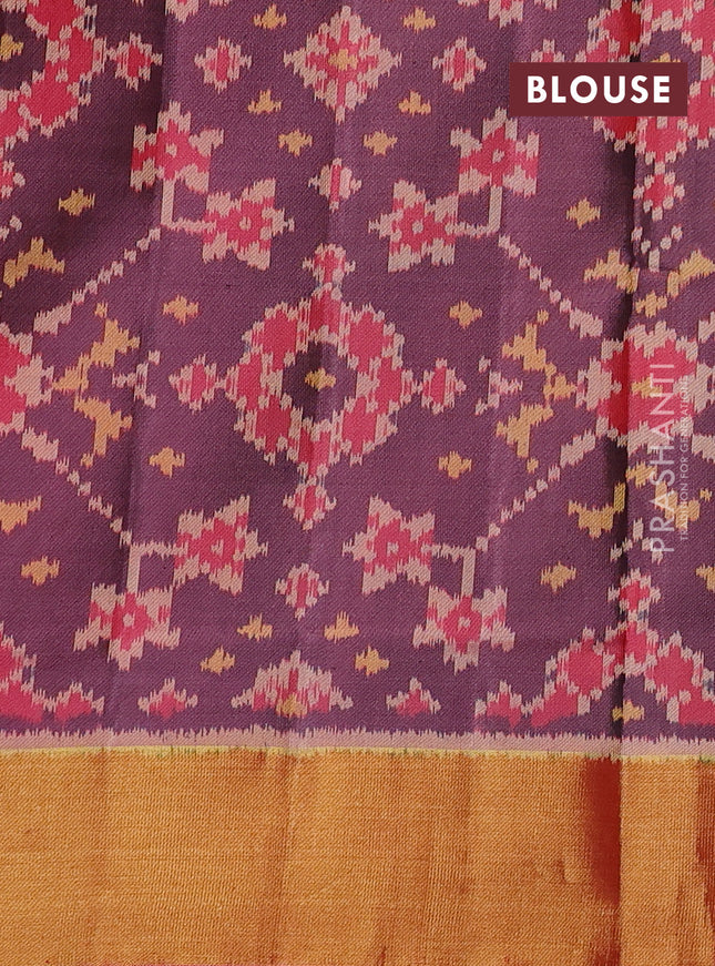 Rajkot patola silk saree pastel maroon and maroon with allover ikat woven buttas and zari woven border