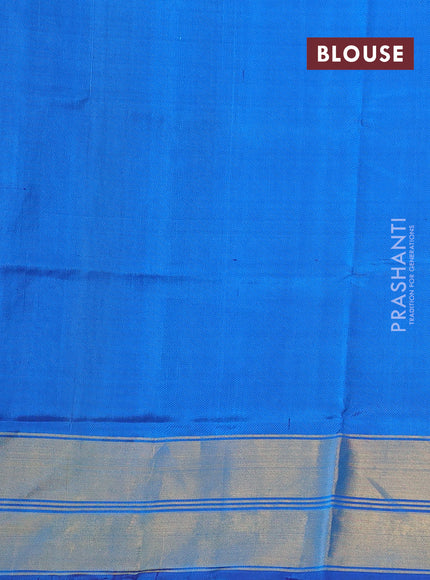 Rajkot patola silk saree blue with allover ikat butta weaves and long ikat woven zari border