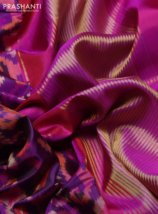 Rajkot patola silk saree purple with allover ikat weaves and zari woven border
