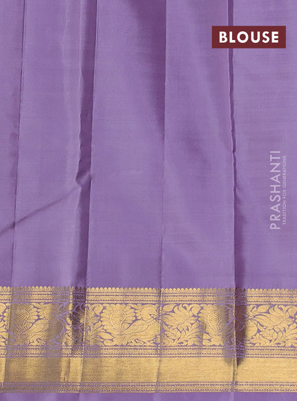 Pure kanchipuram silk saree pastel lavender with allover veldhari zari weaves and rich zari woven border