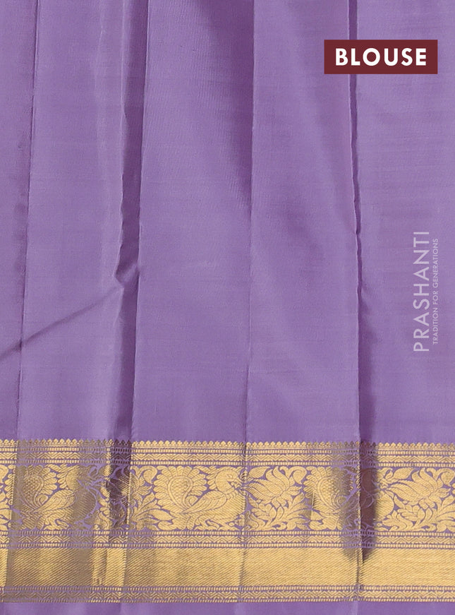 Pure kanchipuram silk saree pastel lavender with allover veldhari zari weaves and rich zari woven border