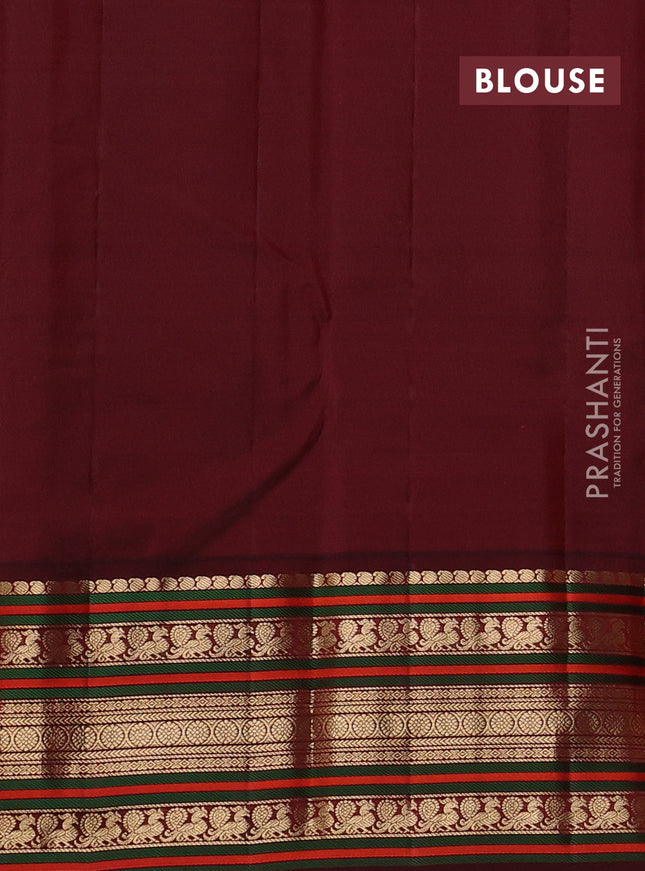 Pure kanchipuram silk saree cream and deep maroon with zari woven buttas and rich zari woven korvai border
