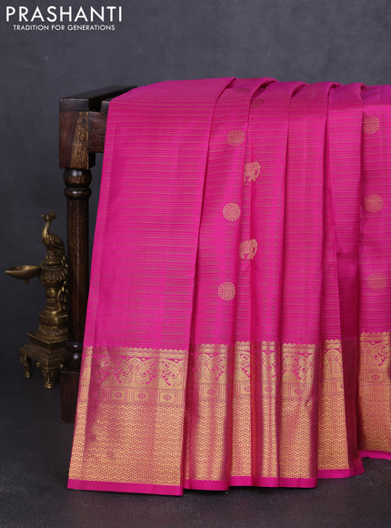 Pure kanchipuram silk saree pink with allover vairosi pattern & zari buttas and rich zari woven border
