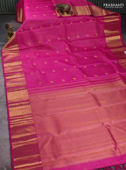Pure kanchipuram silk saree pink with allover vairosi pattern & zari buttas and rich zari woven border