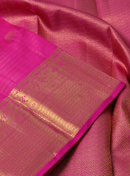 Pure kanchipuram silk saree pink with allover vairosi pattern & zari buttas and rich zari woven border
