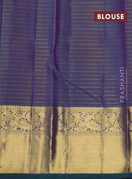 Pure kanchipuram silk saree purple and teal green with allover vairosi pattern & zari buttas and rich zari woven border