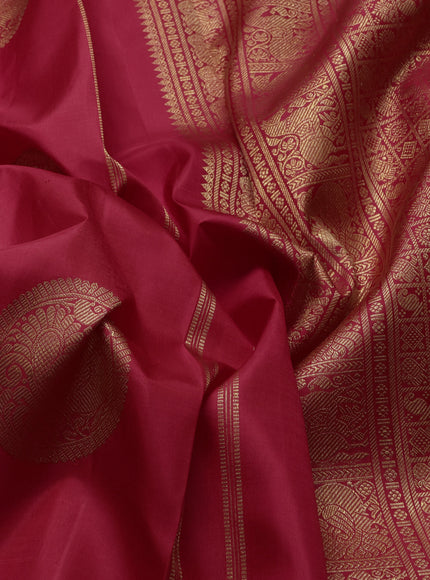 Pure kanchipuram silk saree red with annam zari woven buttas in borderless style