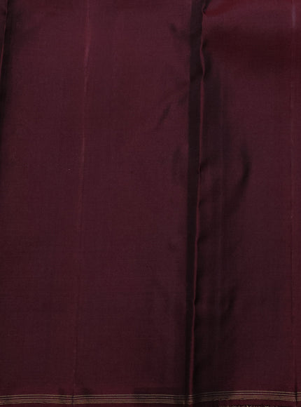 Pure kanchipuram silk saree yellow and deep maroon with zari woven buttas in borderless style