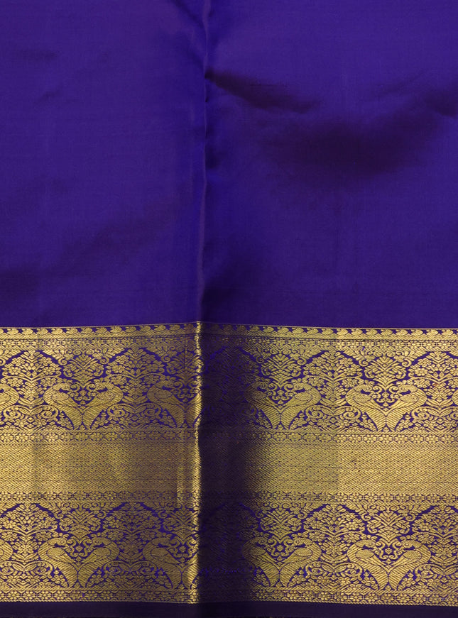 Pure kanchipuram silk saree violet with allover zari woven brocade weaves and rich zari woven border