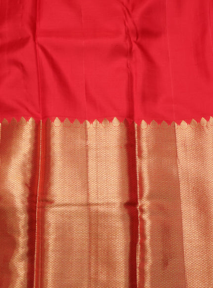 Pure kanchipuram silk saree red and  with allover mina weaves and long zari woven border