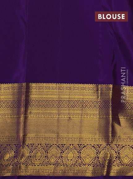 Pure kanchipuram silk saree lotus pink and deep violet with allover zari woven brocade weaves and long rich zari woven border