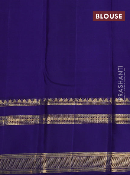 Pure kanchipuram silk saree pink and blue with zari woven buttas and long rettapet zari woven korvai border