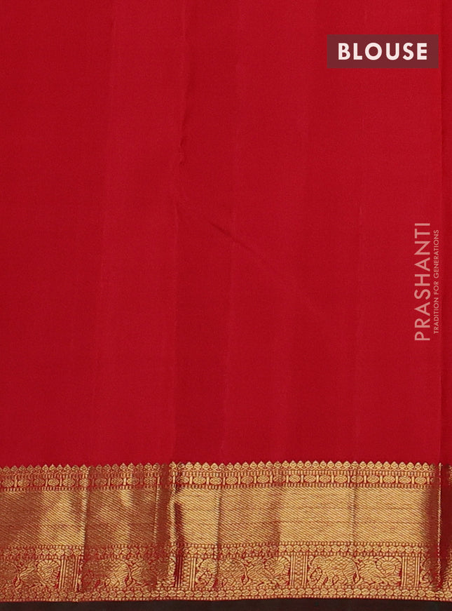 Pure kanchipuram silk saree red with allover zari weaves and rich zari woven border