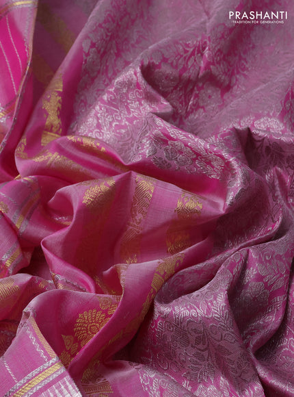 Venkatagiri silk saree light pink with allover zari checks & buttas and long silver zari woven border