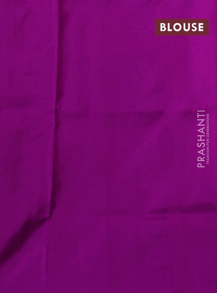 Venkatagiri silk saree rust shade and purple with silver zari woven floral buttas in borderless style