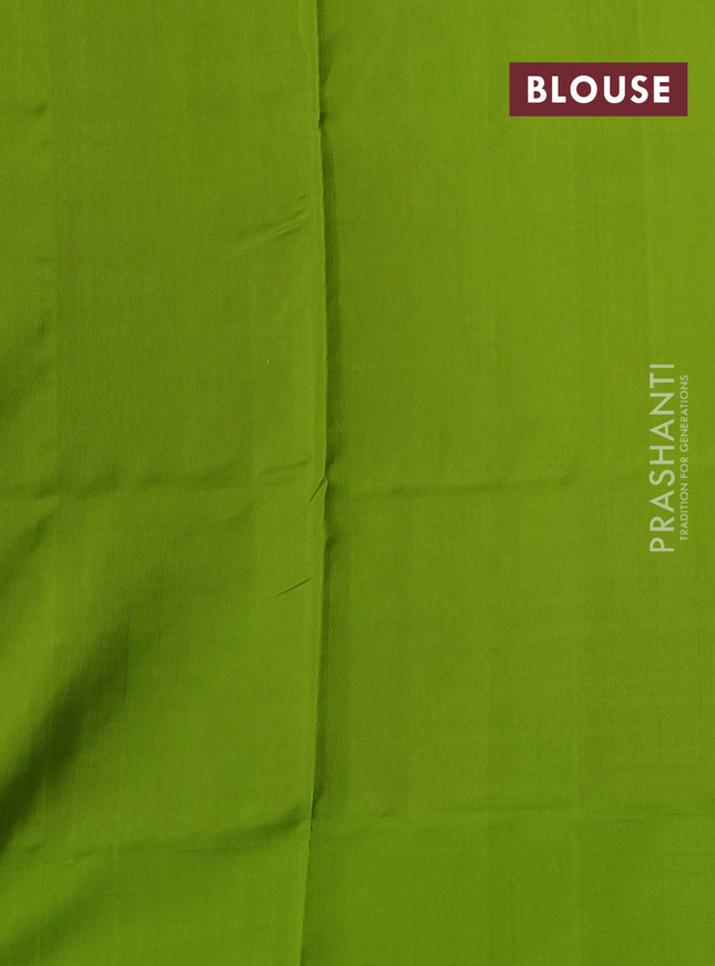 Venkatagiri silk saree dual shade of peach shade and light green with silver zari woven floral buttas and simple border