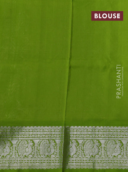 Venkatagiri silk saree pista green and light green with silver zari woven buttas and silver zari woven border