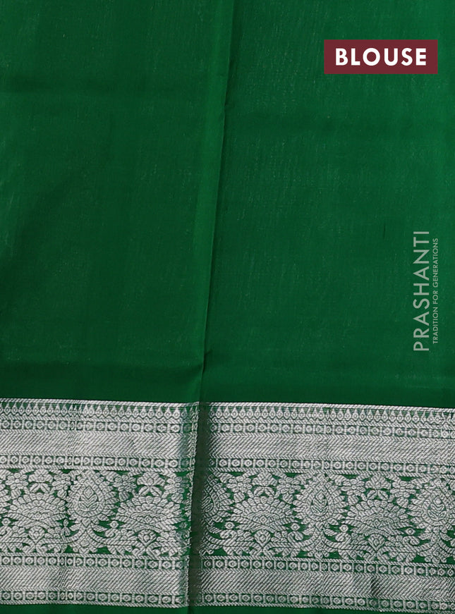 Venkatagiri silk saree green shade and green with silver zari woven buttas and silver zari woven border