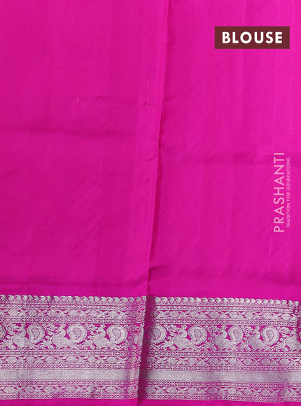 Venkatagiri silk saree dual shade of pinkish orange and pink with silver zari woven buttas and silver zari woven border