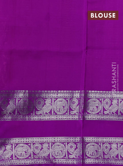 Venkatagiri silk saree light pink and purple with allover silver zari checks & buttas and long rettapet silver zari woven border