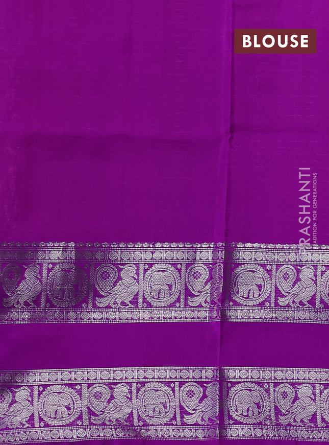 Venkatagiri silk saree light pink and purple with allover silver zari checks & buttas and long rettapet silver zari woven border