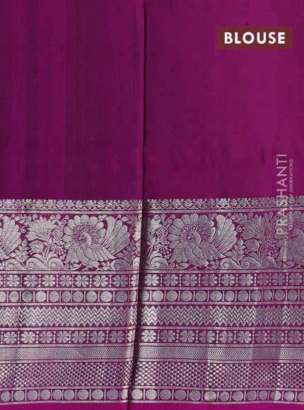 Venkatagiri silk saree green and purple with allover silver zari woven buttas and long silver zari woven border