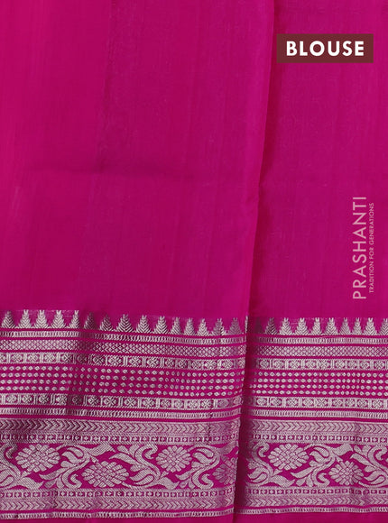 Venkatagiri silk saree dual shade of pinkish orange and pink with allover silver zari woven buttas and long silver zari woven border