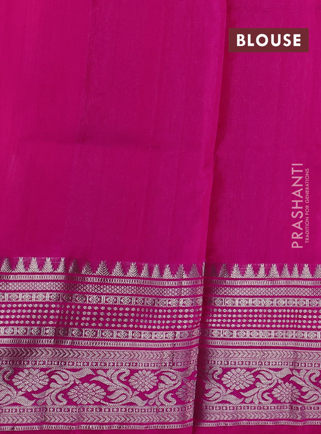 Venkatagiri silk saree dual shade of pinkish orange and pink with allover silver zari woven buttas and long silver zari woven border