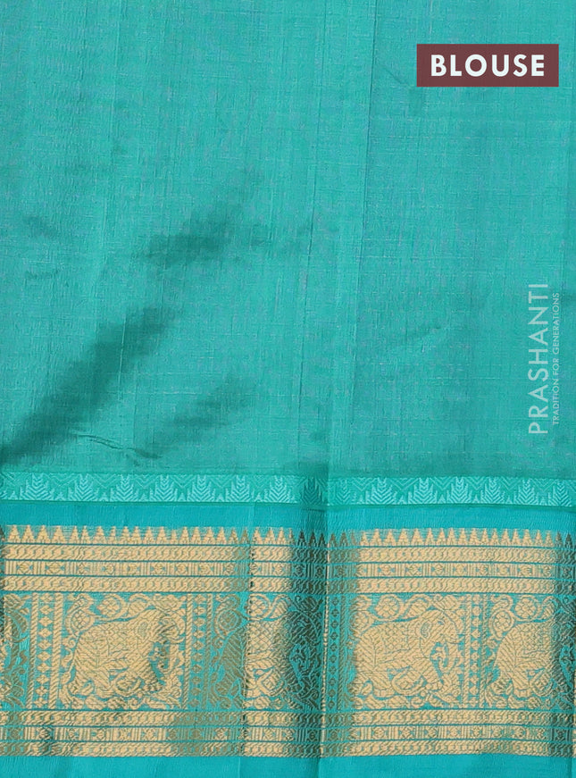 Kuppadam silk cotton saree violet and teal green with allover laksha deepam pattern and zari woven border