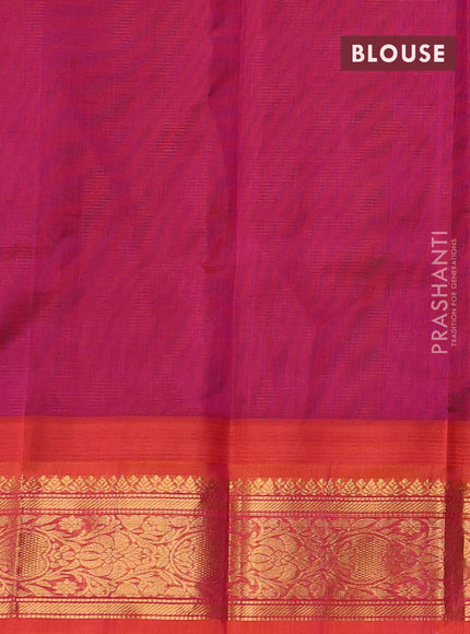 Kuppadam silk cotton saree deep coffee brown and dual shade of pinkish orange with allover vairosi pattern & buttas and zari woven korvai border