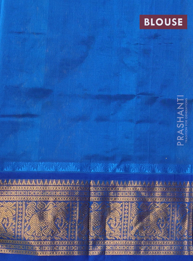 Kuppadam silk cotton saree lime yellow and cs blue with allover laksha deepam pattern and temple design elephant zari woven border