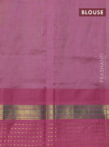 Kuppadam silk cotton saree pista green and mauve pink with zari woven buttas and zari woven border