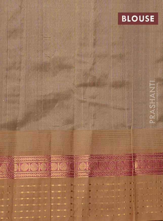Kuppadam silk cotton saree violet and sandal with zari woven buttas and zari woven border