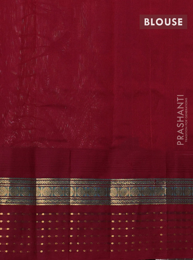 Kuppadam silk cotton saree off white and maroon with zari woven buttas and zari woven border