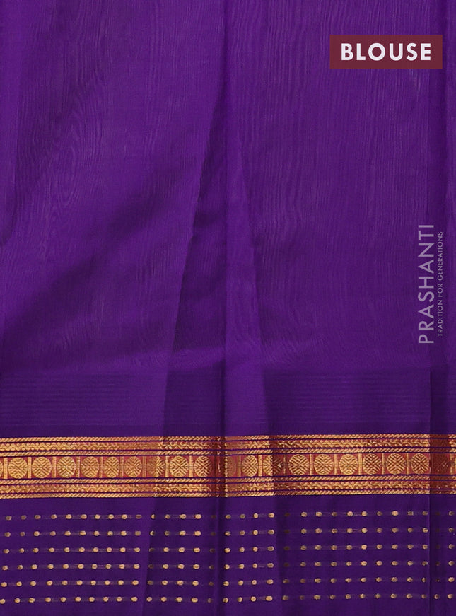 Kuppadam silk cotton saree beige and violet with allover zari woven buttas and zari woven border