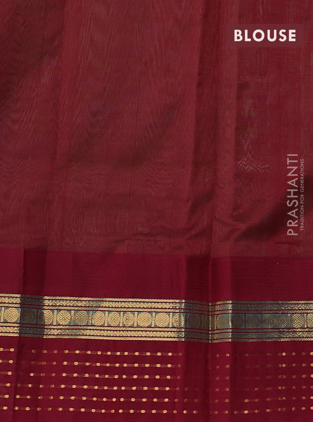 Kuppadam silk cotton saree pista green and deep maroon with allover zari woven buttas and zari woven border