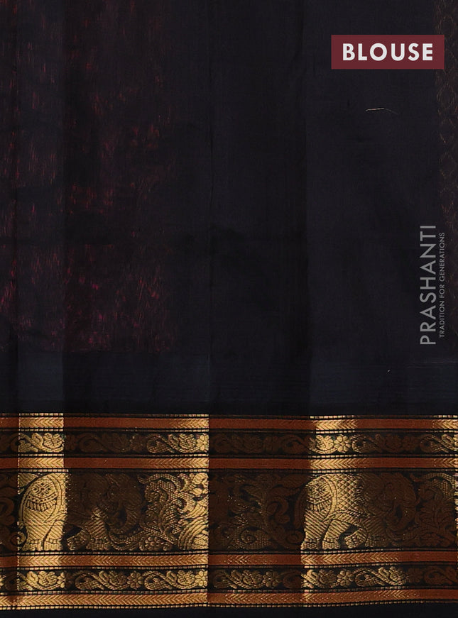 Kuppadam silk cotton saree peach pink and black with allover vairosi pattern & buttas and long zari woven border