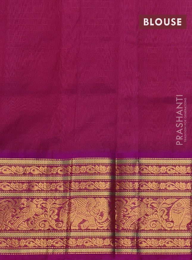 Kuppadam silk cotton saree mauve pink and purple with allover small zari checked pattern and long zari woven border