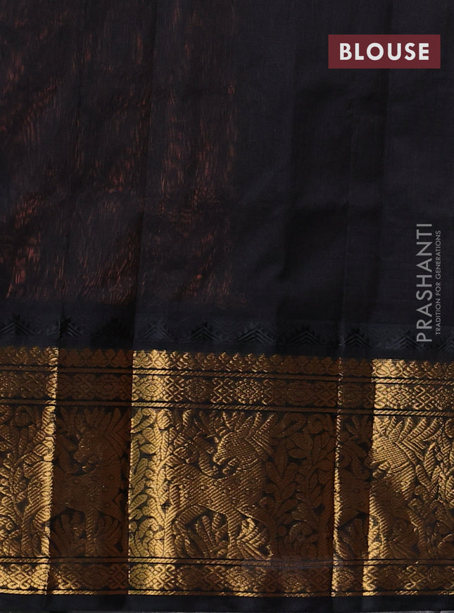 Kuppadam silk cotton saree peach shade and black with allover small thread checked pattern and long zari woven border