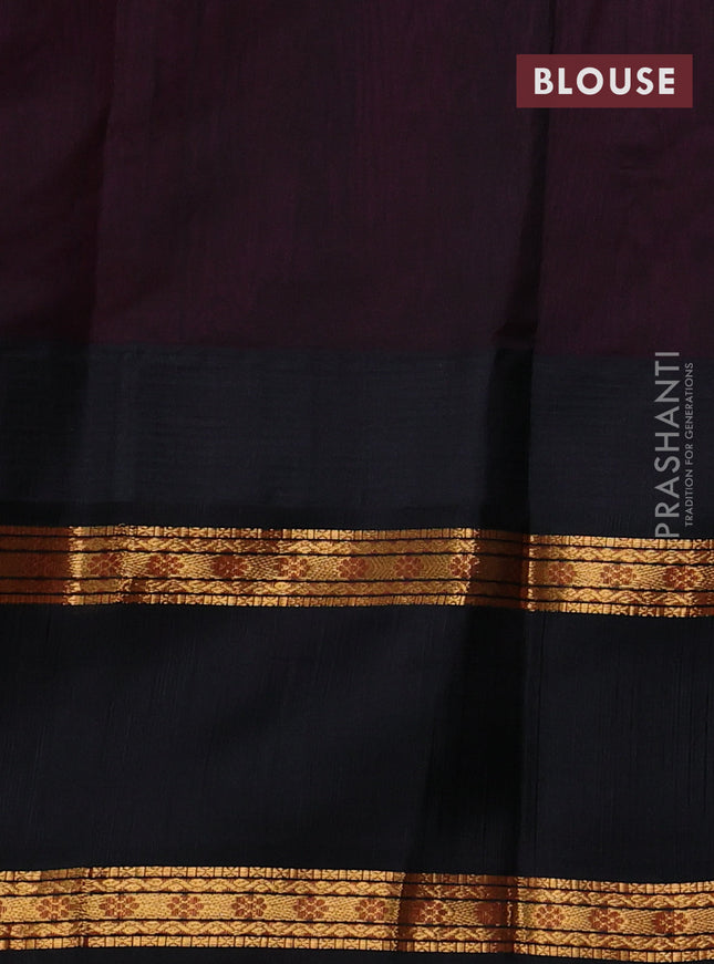 Kuppadam silk cotton saree dark magenta pink and black with allover zari woven buttas and rettapet zari woven butta border