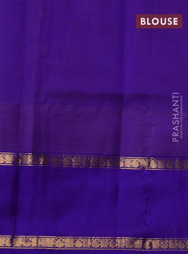 Kuppadam silk cotton saree sandal and violet with allover small zari checked pattern and rettapet zari woven butta border
