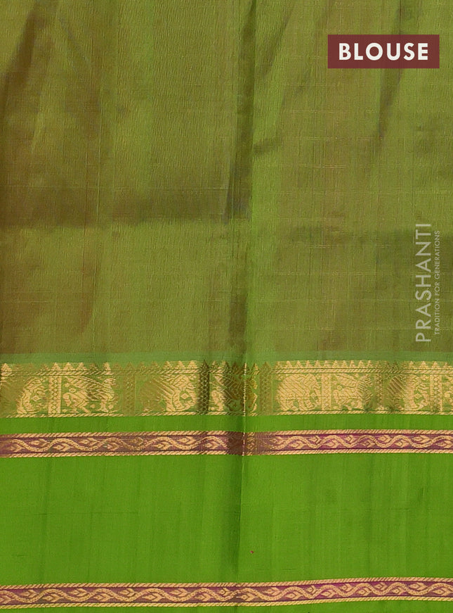 Kuppadam silk cotton saree candy pink and light green with allover zari checked pattern and rettapet zari woven butta border