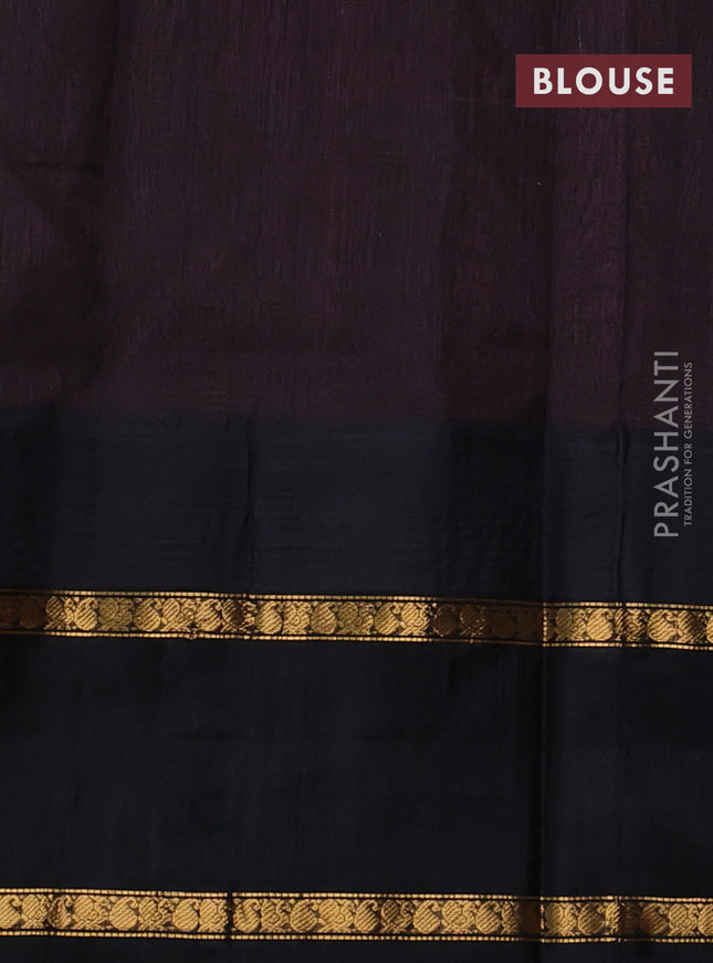 Kuppadam silk cotton saree mauve pink and black with allover small zari checked pattern and rettapet zari woven butta border