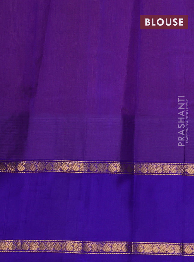 Kuppadam silk cotton saree peach orange and violet with allover small zari checked pattern and rettapet zari woven butta border