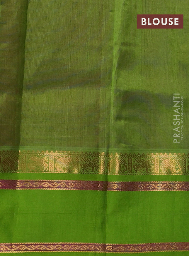 Kuppadam silk cotton saree pink and light green with allover zari checked pattern and rettapet zari woven butta border