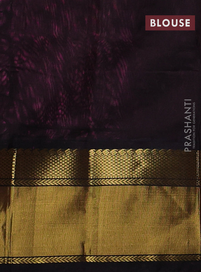 Kuppadam silk cotton saree light pink and deep coffee brown with plain body and long zari woven border