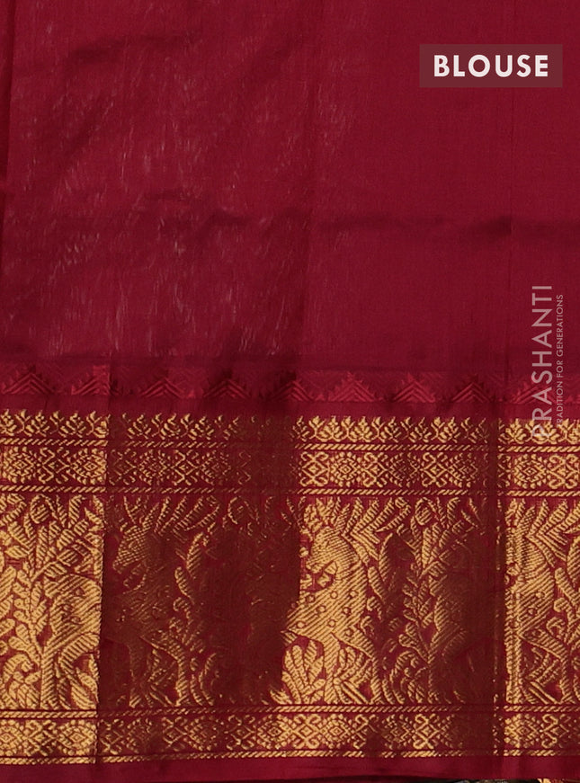 Kuppadam silk cotton saree cream and maroon with allover small checked pattern and long zari woven border