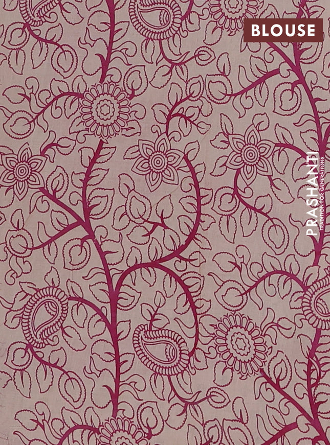 Kalamkari cotton saree blue and pink with allover prints and printed border