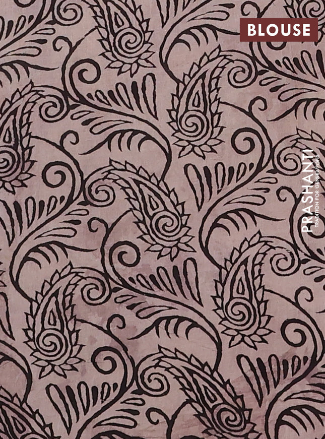 Kalamkari cotton saree black and maroon with allover prints and printed border