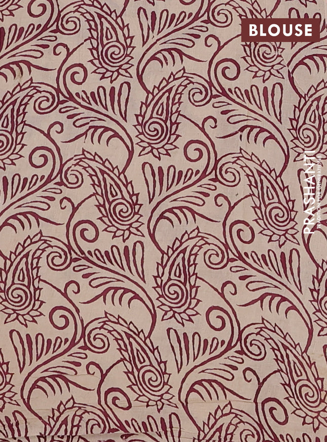 Kalamkari cotton saree light green and wine shade with allover prints and printed border